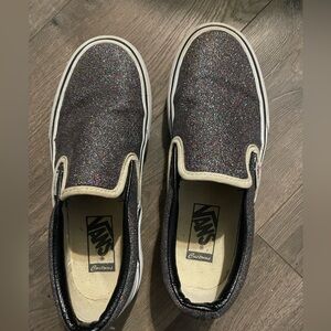 Vans Glitter Slip-On Sneakers - Black and Silver